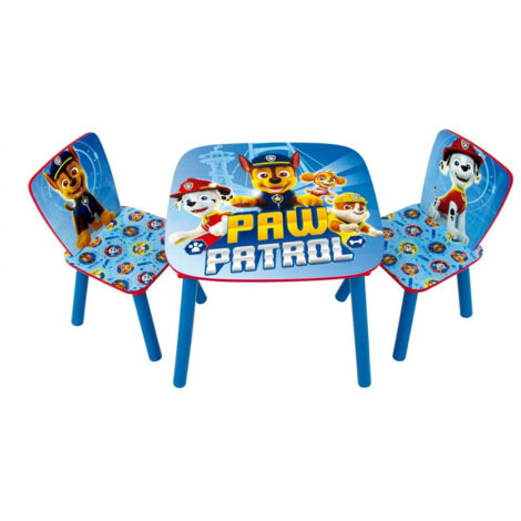 Ensemble table et 2 chaises en bois Pat Patrouille – Dimensions table 50x50cm – Hauteur 44cm – Pour enfants à partir de 3 ans – Arditex (1/5)