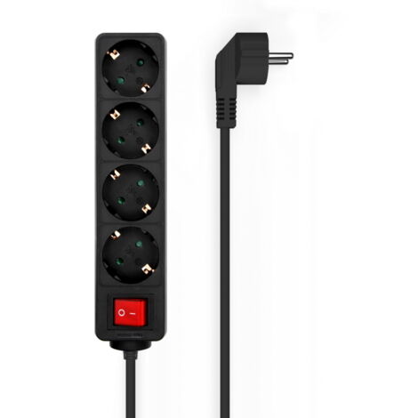 Bloc multiprises avec interrupteur aisens a154-0650/ 4 prises/noir (1/3)
