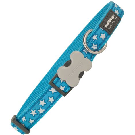 Collier pour dog rouge dingo style turquoise étoiles (2.5 x 41-63 cm) (1/5)