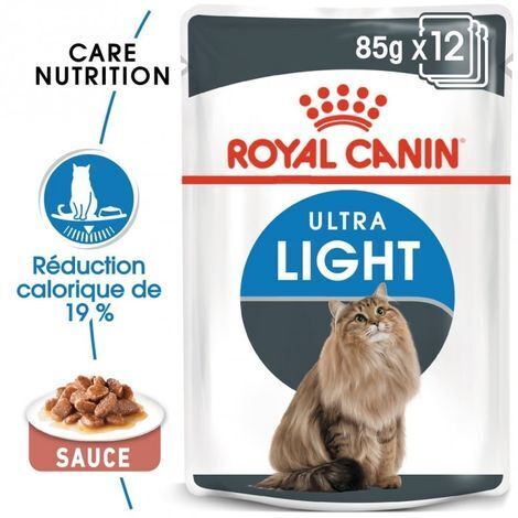 Royal Canin Ultra Light 85G (Salsa) pour chats adultes avec tendance en surpoids - 12 enveloppes 85g (1/4)