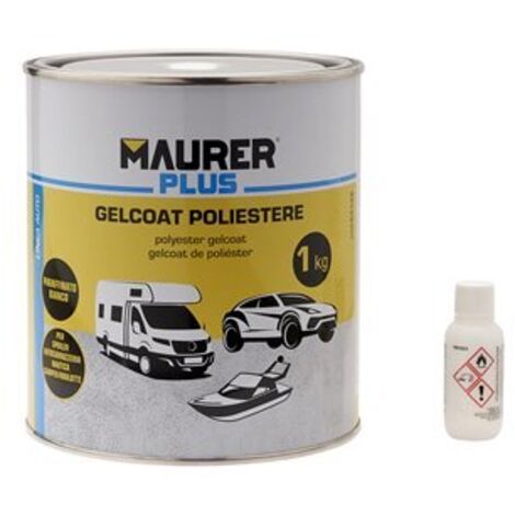 Maurer – Gel coat polyester 1kg – Finition blanche – Application facile – Résistance aux intempéries – Pour alerons, canoës et carrosseries