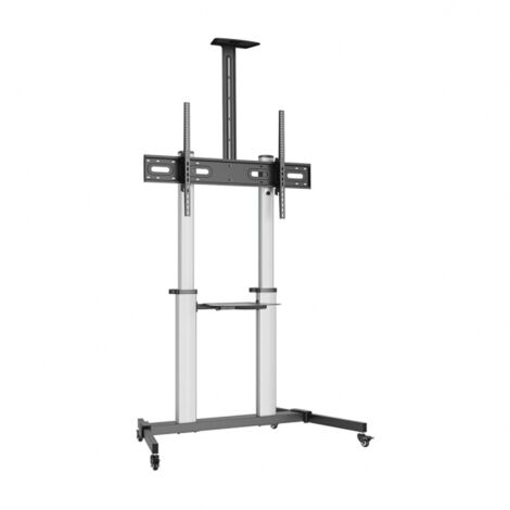 Aisens Floor Stand PRO with Wheels DVD/Camera Tray for Monitor/TV 100Kg 60-100 Black/Silver (1/3)
