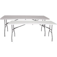 Lot de 2 tables pliantes solides, conformes aux normes d'usage public, 180 x 70 x 74 cm. Portables. Plateau en PEHD de 3,5 cm. 6/8 adultes. Polyvalentes pour le jardin et la restauration. The Homeweek