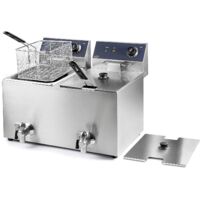 Lacor 69469 - Friteuse électrique double avec robinet professionnel 3250 W (x2), 16 L, acier inoxydable