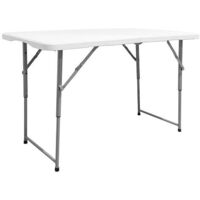 Table pliante solide pour usage public, 120 x 60 x 48/61/74 cm, hauteur réglable. Portable, plateau en PEHD, 4 places, polyvalente, jardin, restauration, The HomeWeeks