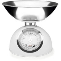 Balance Mécanique Rétro Blanche Avec Plateau En Inox - Portée 5 Kg