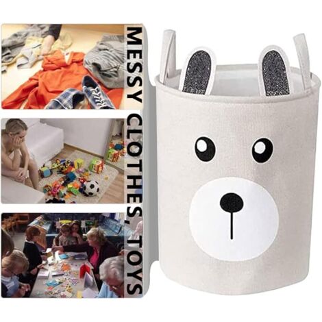 Panier à linge pliable en coton et lin grande capacité pour vêtements et jouets