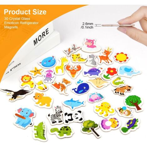 36 Aimants Animaux En Bois – Ferme, Sauvages, Marins – Magnétique, Éducatif, Boîte De Rangement – Cadeau Enfant