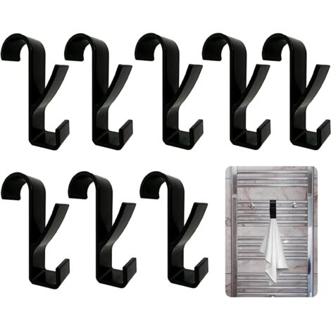 Crochet pour Radiateurs 8 Crochet de Radiateur Rond, Crochets Porte-Serviettes pour Radiateur, Crochet de Radiateur en Plastique, Convient aux Crochets de Salle de Bain et de Cuisine(Noir (1/5)
