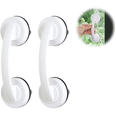 wc, poignée ventouse, 2PCS Rails dappui à ventouse antidérapants pour personnes âgées, Rail dappui à ventouse pour porte en verre, rail dappui pour douche portable (Blanc) (1/5)