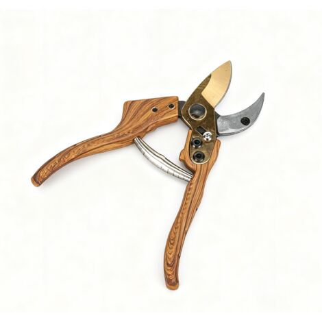 Gardening Scissors Sécateur de jardin en titane Premium, conception ergonomique, idéal pour couper le jardin et tailler les plantes(Manche en bois) (1/2)