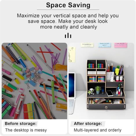 Support Vertical Pour Ordinateur Portable Sous Bureau – Organiseur Avec Porte-Stylo Magnétique – Sans Perçage