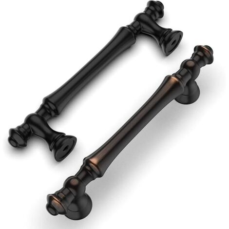 6 Pièces Poignées de Meuble Bronze Huilé, 96mm, en Alliage de Zinc, pour Cuisine, Armoires, Tiroirs et Placards (1/3)