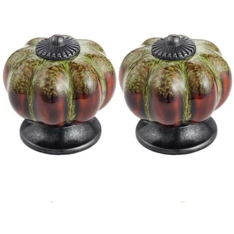2PCS Boutons de Meuble, Boutons de Tiroir en Céramique, Bouton de Porte 3,8 x 4,0 cm en Forme de Citrouille avec Imprimé Léopard Vert (1/3)