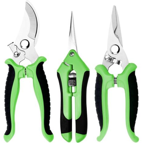 3 Pièces Sécateur De Jardin, Ciseaux Jardinage, Sécateur Professionnel, Coupe Branches, Cisaille de Jardin, Secateur Fleurs pour Plantes, Fleurs, Branches, Roses, Bonsaïs, Légumes, Fruits (1/5)