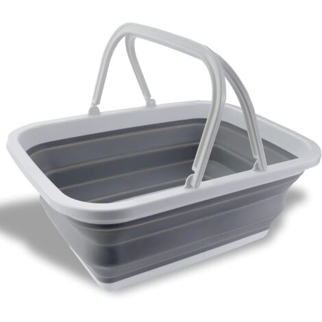 Bassine à vaisselle pliable de 12 L avec poignées - Lavabo portable pour camping, voyage, cuisine et caravane - Récipient de rangement peu encombrant