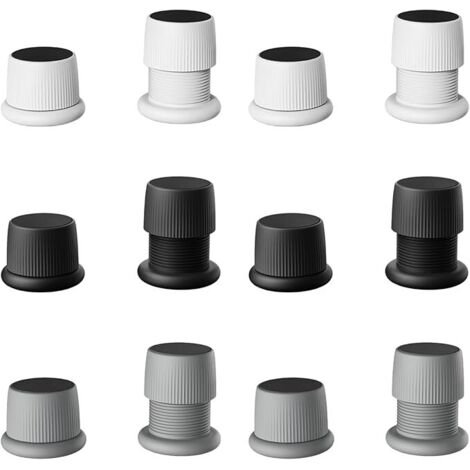 Lot de 12 Rehausseurs Réglables Antidérapants pour Meubles, Lits, Canapés, Tables et Chaises, Pieds de Meubles Réglables De 4,1 à 6,3 cm, Noir+Blanc+Gris (1/5)