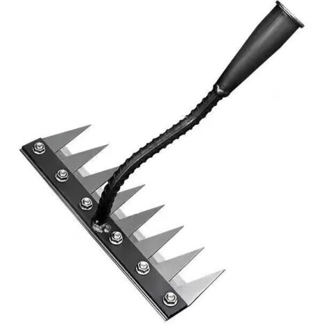 Rateau Jardin, Râteau De Désherbage avec des Gants, Rateau De Jardin en Acier Au Carbone,Outils De Râteau à Main, Outil Jardinage pour Désherbage Ameublissement du Sol Semis (8 Dents) (1/2)