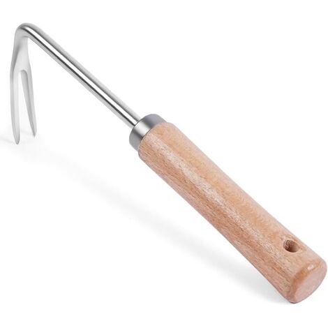 Désherbeur Manuel, 25cm Outil de Désherbage en Acier Inoxydable Arrache Racine Manuel avec Ergonomique Manche en Bois, Outils de Jardin pour Creuser, Repiquer, Désherber (1/5)