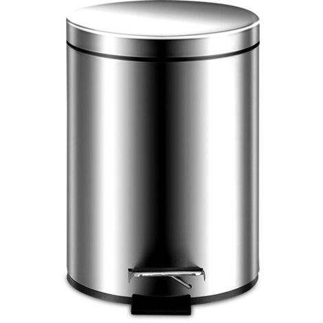 Poubelle ronde à pédale, acier inoxydable, 3 L, argent (1/4)