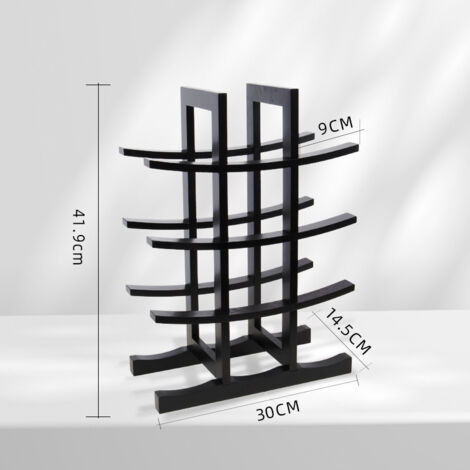 24 Supports Numéro De Table En Bois Noir - Pour Mariage, événement, Bureau - Design Semi-circulaire - 2