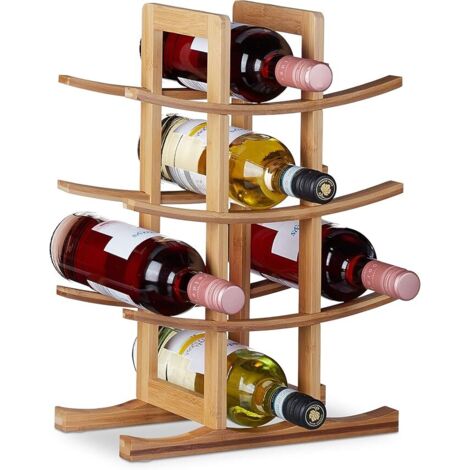 Etagère à vins en Bambou, Petit Support à 12 Bouteilles, 4 Niveaux, Autonome, HLP 42,5x30x16 cm, Naturel, 5 x 30 x 16 cm (1/5)
