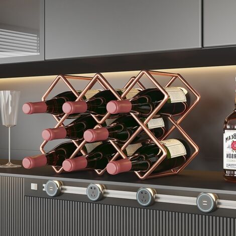 Porte - bouteille en métal losange Doré rose pour cave à vin Kitchen Bar (1/2)