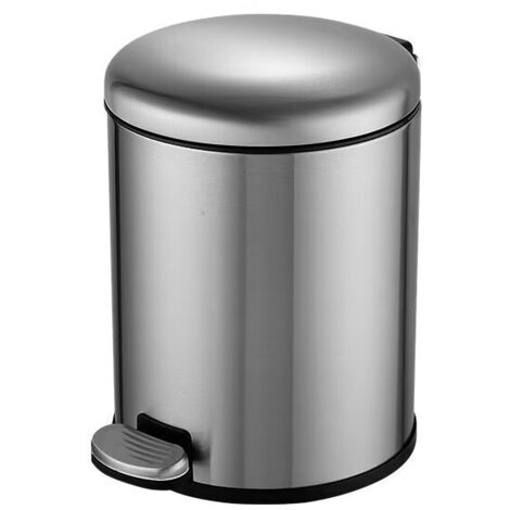 Une poubelle de salle de bain en acier inoxydable, poubelle à pédales, 6L,Gris (1/2)