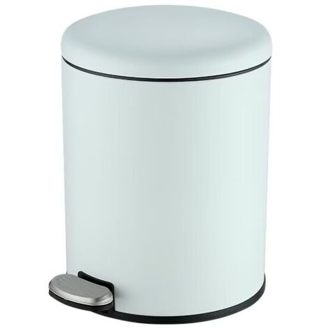Une poubelle de salle de bain en acier inoxydable, poubelle à pédales, 6L,Blanc (1/2)