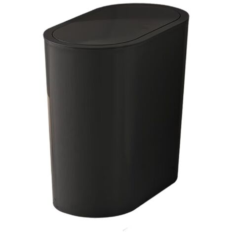 Poubelle Salle Bain avec Couvercle Basculant Design Compact et Moderne Plastique Résistant et Facile à Nettoyer avec Capacité 15L 17 x 31 x 31 cm,Noir (1/2)