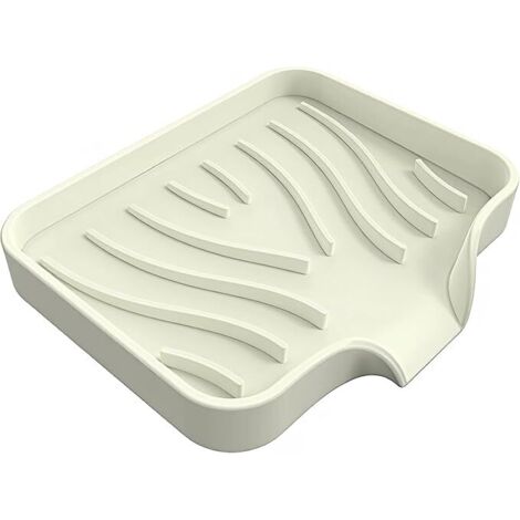 Boîte à Savon en Silicone avec Drain - Couleur crème - Antidérapant - avec égouttoir - pour Salle de Bain, Cuisine, Douche - Beige (1/5)