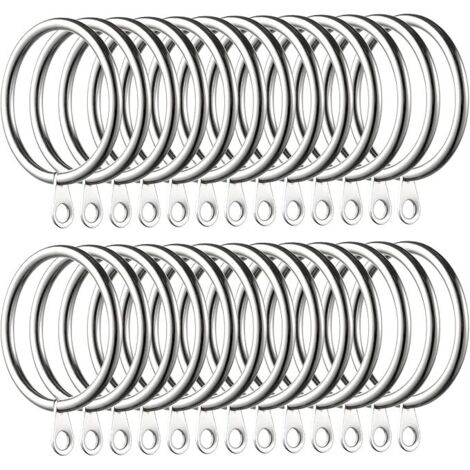 60 Pièces Anneaux de Rideau, Anneaux de Suspension en Métal de Rideaux pour Rideaux et Tringles, 38mm Diamètre Intérieur (Argent) (1/5)