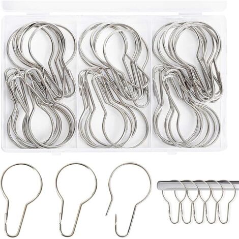 40 Pièces Anneaux de Rideau de Douche, Anneaux pour Rideaux, pour Salle de Bain, Salon, Chambre à Coucher (Argent) (1/5)