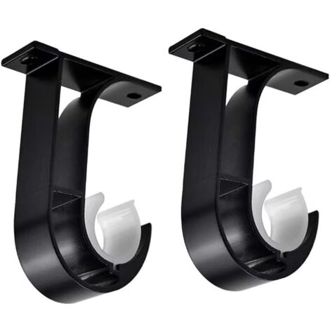 2pcs Support de Plafond pour Tringle à Rideau Draperie Tringle Supports Noir Supports pour Barre Rideau, Rideau Dressing, Tringle Penderie, Tringle à Serviette, Fixations pour Tringle à Rideaux