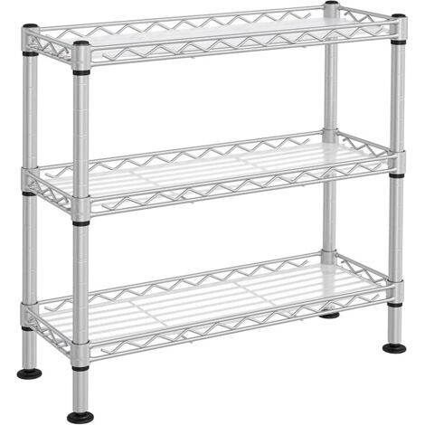 Étagère à Épices à 3 Niveaux, Étagère de Cuisine en Métal avec Planches en Plastique, Étagère de Rangement, Étagères Réglables en Hauteur, 40 x 15 x 39,5 cm, Argent Mat (1/4)