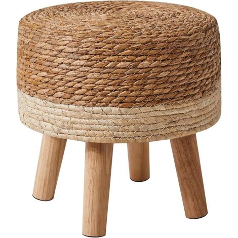 Repose-Pieds Style Pastoral, Tabourets de canapé en Bois, pour Chambre, Salon, Chambre à Coucher, 32 × 32 × 32CM, Beige (1/5)