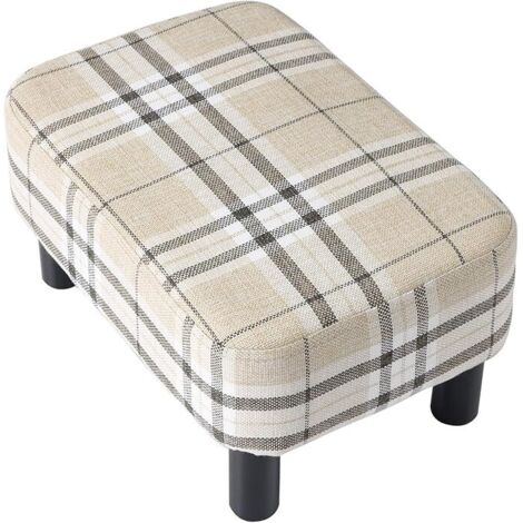 Repose-Pieds rembourré en Bois Pouf Tabouret Bas Tabouret de canapé en Tissu Petite Maison Moderne Salon Chambre Tabouret rectangulaire avec siège rembourré, Couleur rayée (1/5)