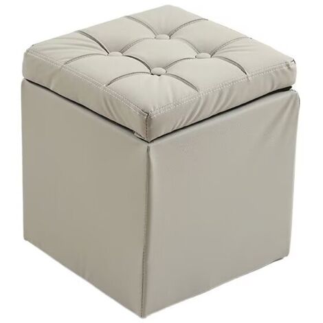 Pouf, Cube, Repose-Pieds – Dimensions: 30 x 30 x 35 cm (Gris) (1/2)