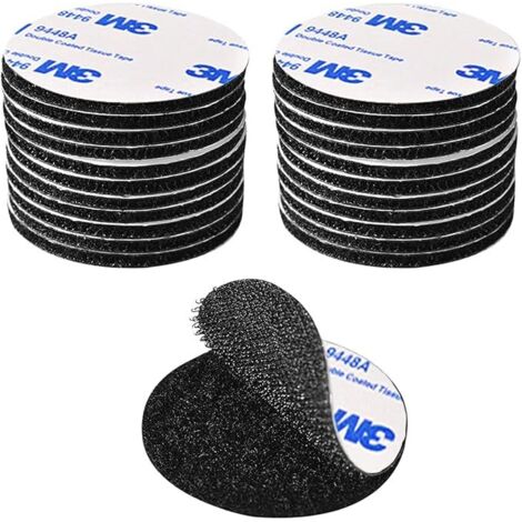 Autocollant Double Face Extra Fort, Noir Bande Auto-Adhésif Réutilisable Rond 5cm Adhesif Double Face Puissant pour Bricolage/Cadre Photos, 20 pièces