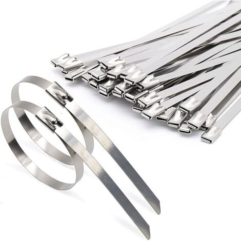 100 Pièces Attaches de câble Robustes, Collier de serrage inox en Acier Inoxydable Serre-câbles Acier Autobloquante 4,6x200mm (1/5)