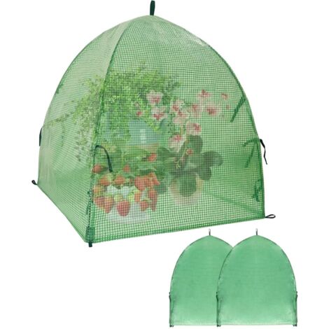 2 Pièces Housses de Protection Contre le Gel pour Plantes, 56CM x 56CM Tente de Jardin Surélevée avec Dôme D'humidité pour Germination Propagation Semis Protection Plantes Contre Animaux (Vert) (1/5)