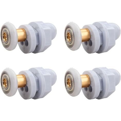 Roulettes Porte de Douche, 4 Pièces Roulette Porte Coulissante Douche en Laiton, Roulette Porte Coulissante, pour Remplacement de Douche Coulissante Verre Porte Coureurs Rouleaux (19MM) (1/4)