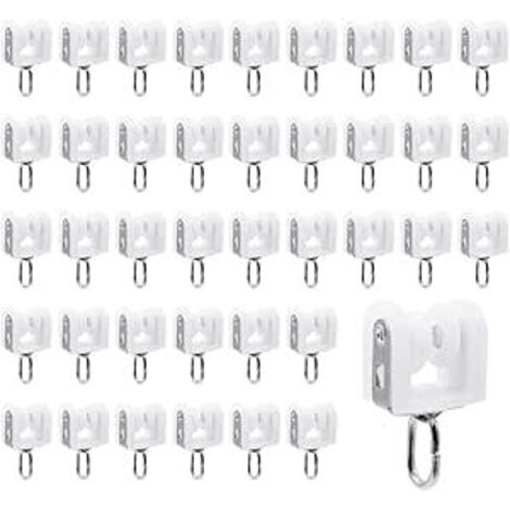 Rouleaux de Rail de Rideau,40 pièces Rouleaux de Rail de Rideau en Plastique à Deux Roues,pour Accessoires Rideaux dans Salles de Chambres(Blanc)