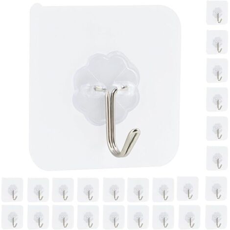 24 Crochets Adhésifs Mural Transparents sans Trace pour Porte Serviette Tableau Plafond et Cuisine – Support jusqu'à 10kg (1/5)