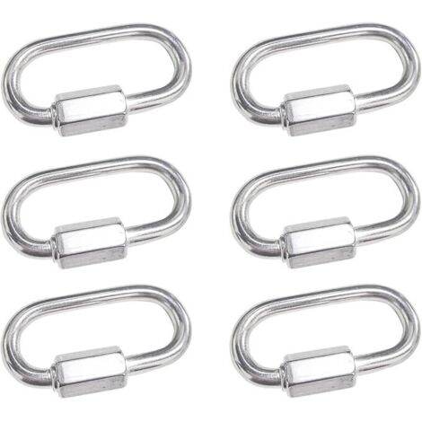 Lot de 6 Maillon Rapide en Acier Inoxydable 304, Mousqueton INOX à Vis Ovale en Forme de D Très Résistants pour Extérieur/Intérieur,Camping et Randonnée (1/5)