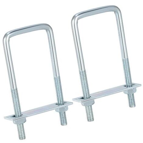 Pack de 2 supports d'arrimage boulons en U M10 en acier galvanisé - 60x150mm - avec contre-plaque et écrous M10 - supports d'arrimage pour remorques, camions, fourgonnettes, barres de toit