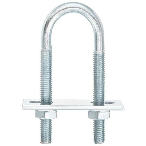 Boulons en U Ronds, 6 Ensembles de 25mm de Largeur Intérieure 90mm de Longueur M8 en Acier au Carbone Zingué U Boulon de Serrage avec Écrous et Plaques, pour Remorque de Bateau