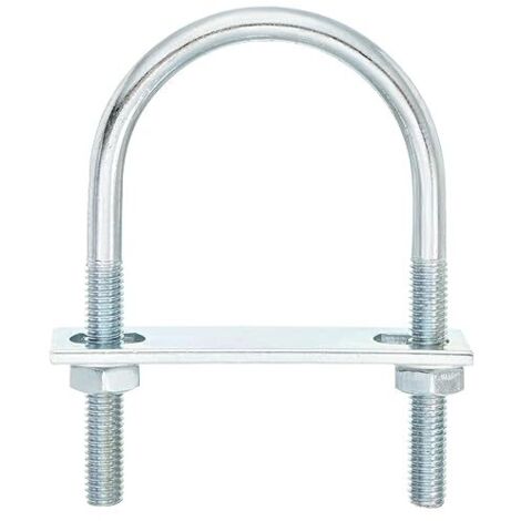 Boulons en U Ronds, 6 Ensembles de 55mm de Largeur Intérieure et 100mm de Longueur M8 en Acier au Carbone Zingué U Boulon de Serrage avec Écrous et Plaques, pour Remorque Bateau