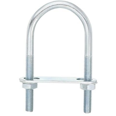 Boulons en U Ronds, 6 Ensembles de 45mm de Largeur Intérieure et 100mm de Longueur M8 en Acier au Carbone Zingué U avec Écrous et Plaques, pour Remorque de Bateau