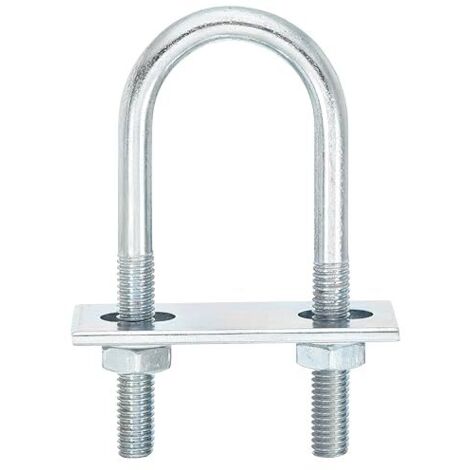 Boulons en U Ronds, 6 Ensembles de 31mm de Largeur Intérieure et 90mm de Longueur M8 en Acier au Carbone Zingué U Boulon de Serrage avec Écrous et Plaques, pour Remorque Bateau